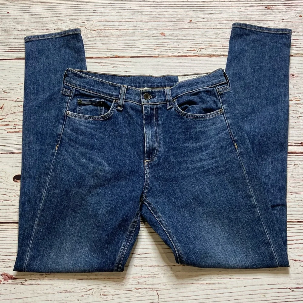 Rag & Bone 10” Dre High Rise Slim Boyfriend Jeans in Worn Wash Sz 27 - Picture 5 of 15